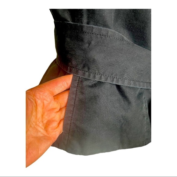 Armani Exchange Black Cotton Lined High Collar Trench Pockets Jacket Wrap Belt S - Picture 8 of 10